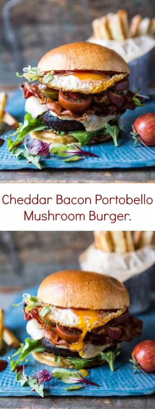 Cheddar Bacon Portobello Mushroom Burger切达培根Portobello蘑菇汉堡