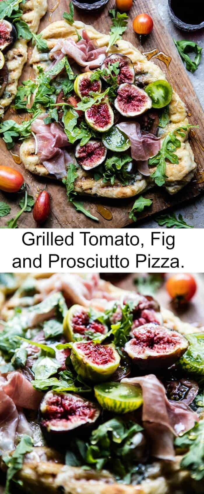 烤番茄，无花果和熏火腿披萨