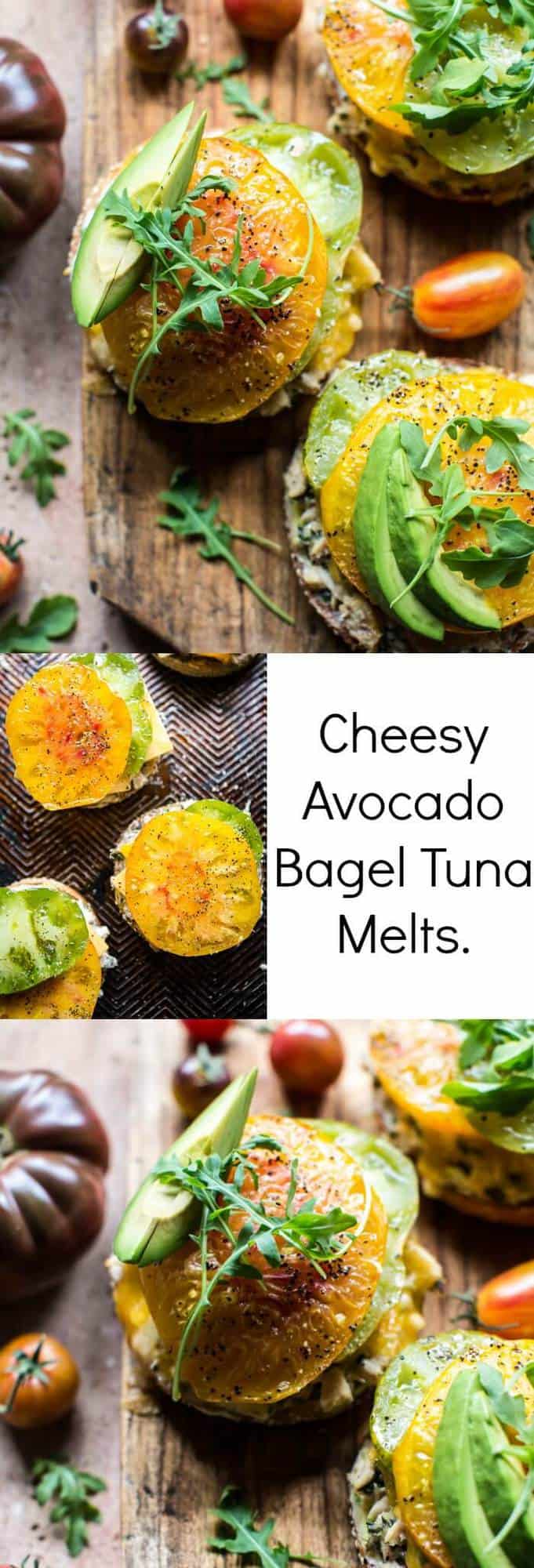 Cheesy Avocado Bagel Tuna Melts |halfbakedharvest.com @hbharvest.