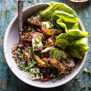 烤希腊鸡肉和farro沙拉配烤箱#healthy #salad #greek #chicken #easy