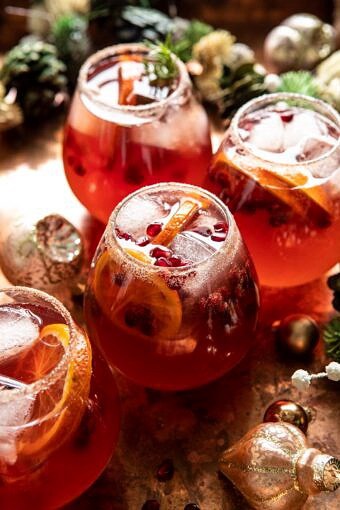Sparkling Christmas Party Punch | half - bakedharvest.com # Punch # Christmas drinks #鸡尾酒