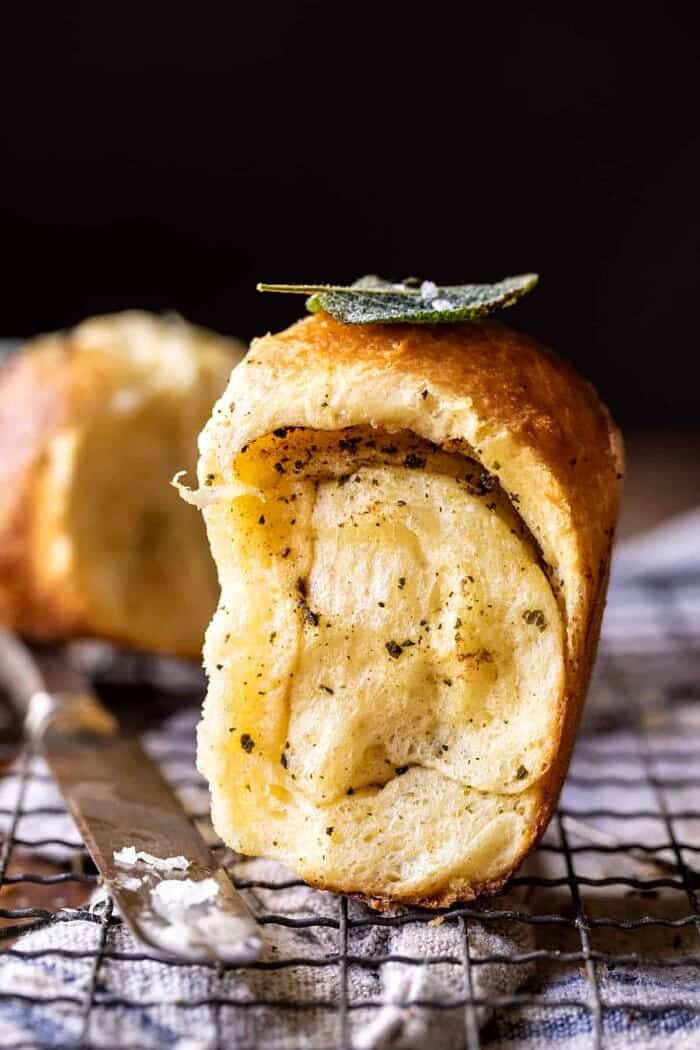分开Parmesan Sage Butter Brioche Rolls | half - bakedharvest.com