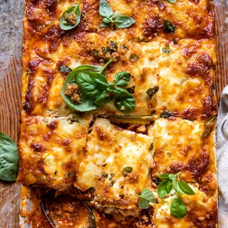 Spicy Zucchini Ricotta Lasagna配牛至面包渣|halfbakedharvest.com